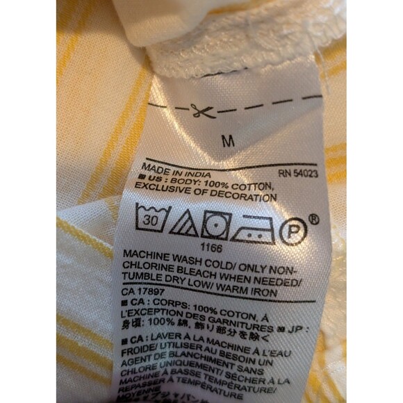 Banana Republic Blouse Size M Embroidered Tie Neck Smocked Waist - Picture 5 of 9